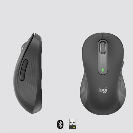 Logitech Signature M650 | Linkshandige Draadloze Muis | RF-Draadloos + Bluetooth | 2000 DPI | Grafiet