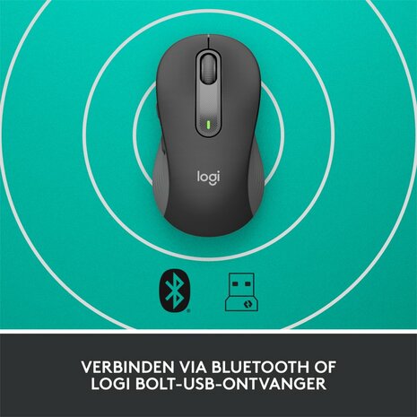 Logitech Signature M650 | Draadloze Muis | RF-Draadloos + Bluetooth | 1000 DPI | Grafiet
