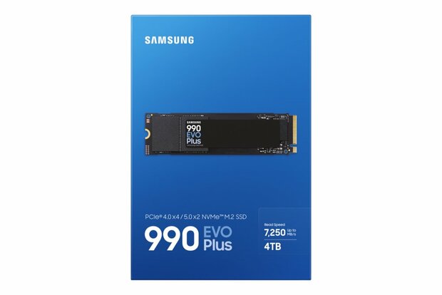 Samsung 990 EVO Plus | 4TB NVMe SSD | M.2 | Gen4 | 7.250MB/s Lezen | 6.300MB/s Schrijven