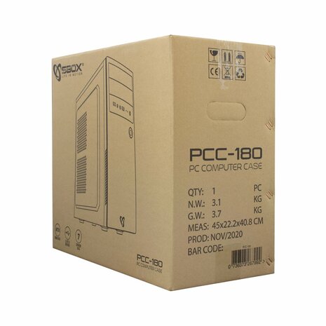 SBOX PCC-180 | Midi Tower Case | Zwart | Geen PSU