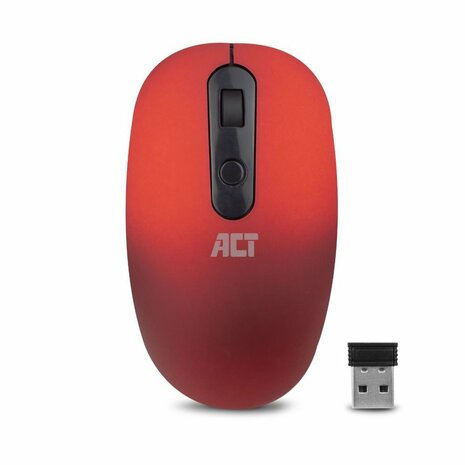 ACT AC5115 | Ambidextrous Draadloze Muis | RF-Draadloos | 1200 DPI | Rood/Zwart