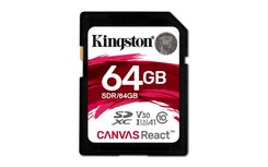 Kingston Technology SD Canvas React flashgeheugen 64 GB SDXC Klasse 10 UHS-I Kingston Technology SD Canvas React flashgeheugen 64 GB SDXC Klasse 10 UHS-I