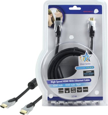 HQ 2.5m HDMI Ethernet HDMI kabel 2,5 m HDMI Type A (Standaard) Zwart