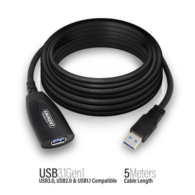 Eminent EM1530 USB-kabel 5 m 3.2 Gen 1 (3.1 Gen 1) USB A Zwart
