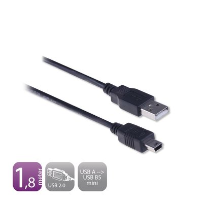 Ewent EW9627 USB-kabel 1,8 m USB A Mini-USB B Zwart