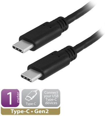 Ewent EW9648 USB-kabel 1 m 3.2 Gen 2 (3.1 Gen 2) USB C Zwart
