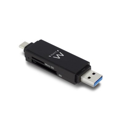 Ewent EW1075 USB 3.0 (3.1 Gen 1) Type-A/Type-C Zwart geheugenkaartlezer